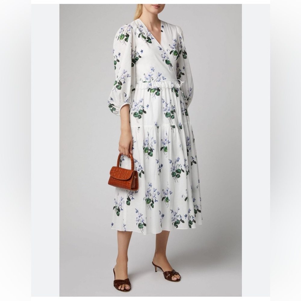 Les Reveries floral print cotton-voile wrap dress size 2